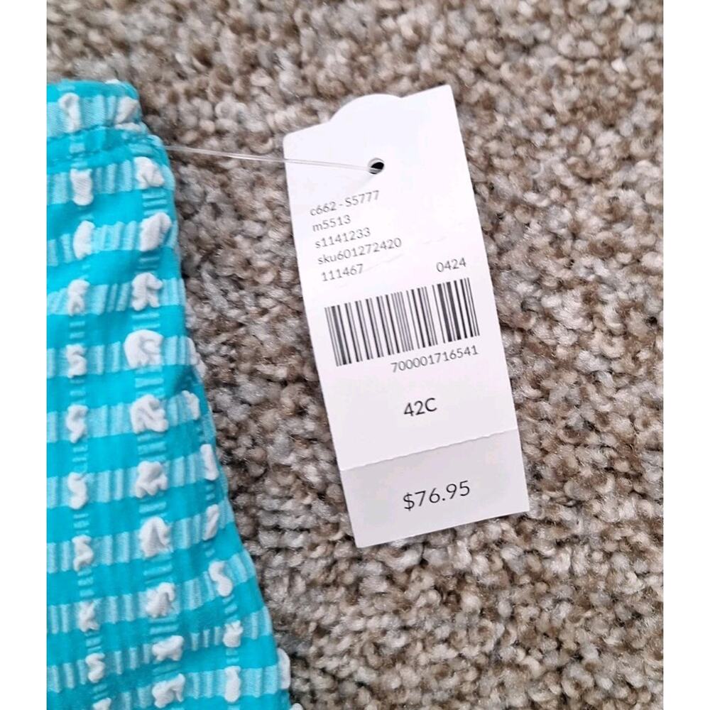 Lane Bryant Teal Gingham Balconette Tankini Top 42C and Swim Skirt 24 Set - Picture 7 of 12